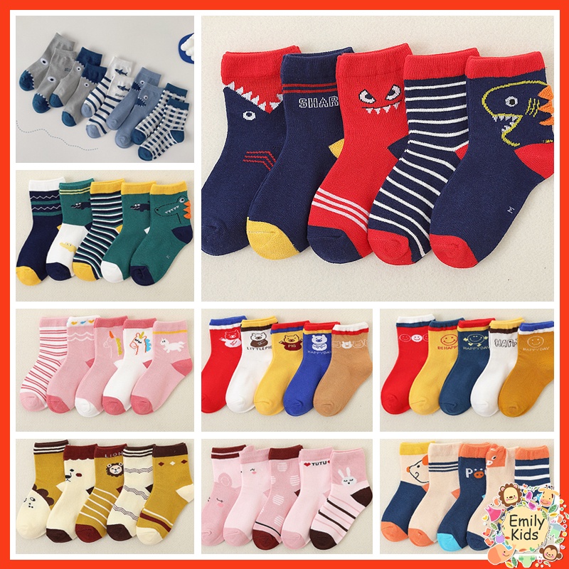 Ready Stock 5 Pairs1-12Y Cotton Baby Sock Absorb Sweat Boutique ...