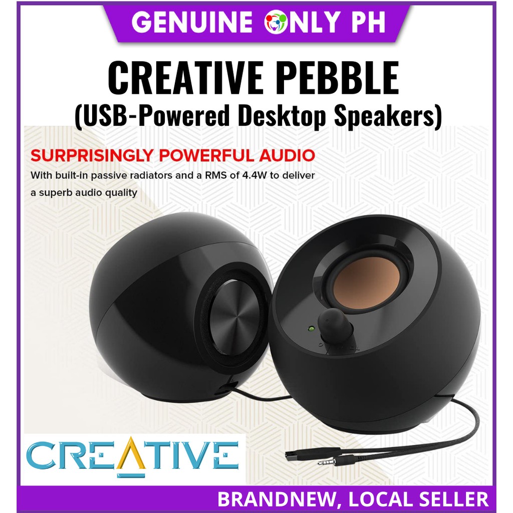 Creative Pebble 2.0 USB-Powered Desktop Speakers with Far-Field Drivers and  Passive Radiators for Pcs and Laptops (Black) 
