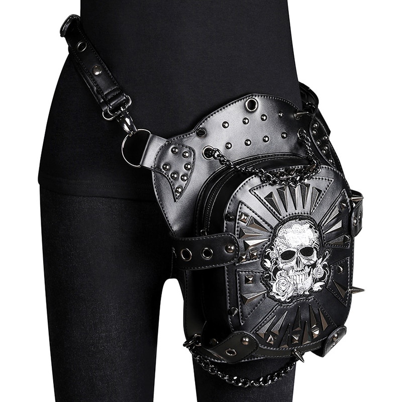 Steampunk Bag Skull Punk Retro Rock Gothic Gothic Shoulder Waist Bag ...