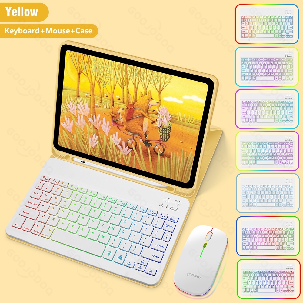 For ipad Case with Keyboard with Backlight Pencil Holder 10th 9th 8th