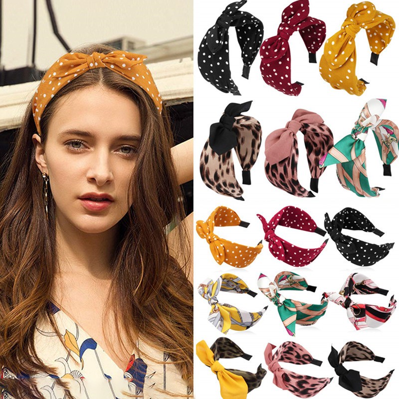 Bunny Ears Hair Bows Boho Ties Headband Accessories Band for Women Head ...