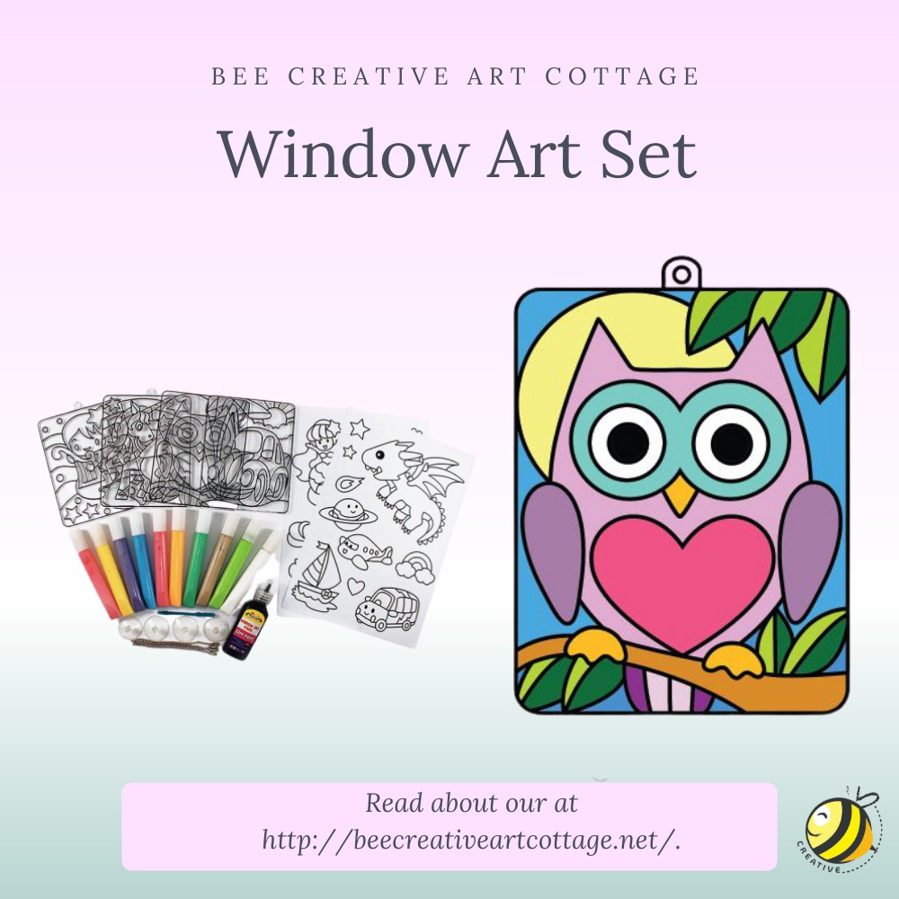 Colourful Kids DIY Window Art Fun Painting Box Set 4 x Window Art board ...
