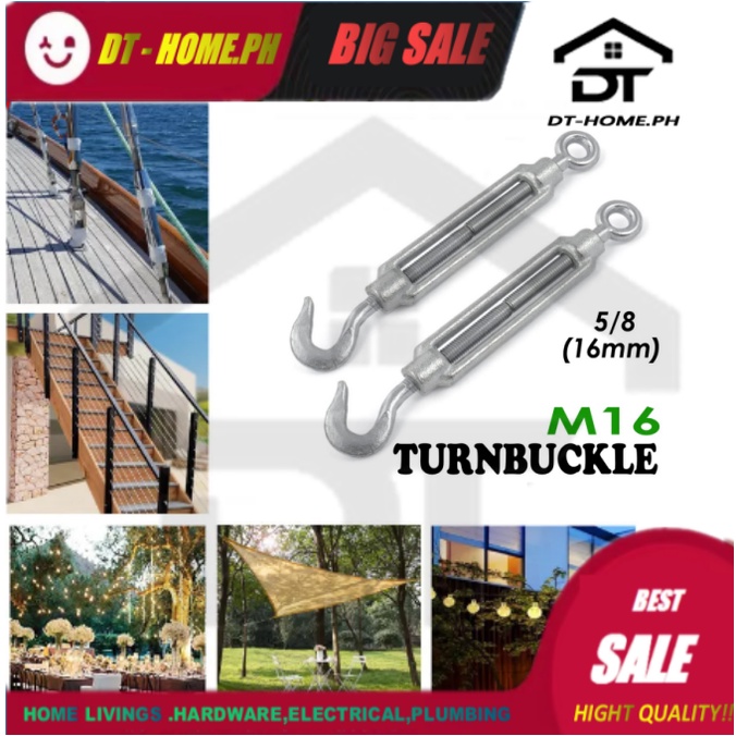 GI TURN BUCKLE 5/8" ( M16 ) HOOK AND EYE TURNBUCKLE Shopee Philippines