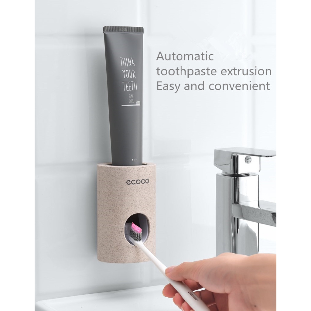 Toothpaste Dispenser Automatic Toothbrush Holder Set Wall Mounted ...