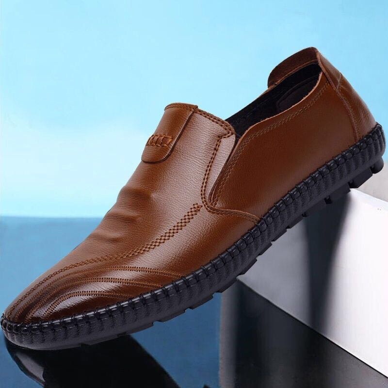 new leather men’s fashion rubber shoes (add 1size) malit size | Shopee ...