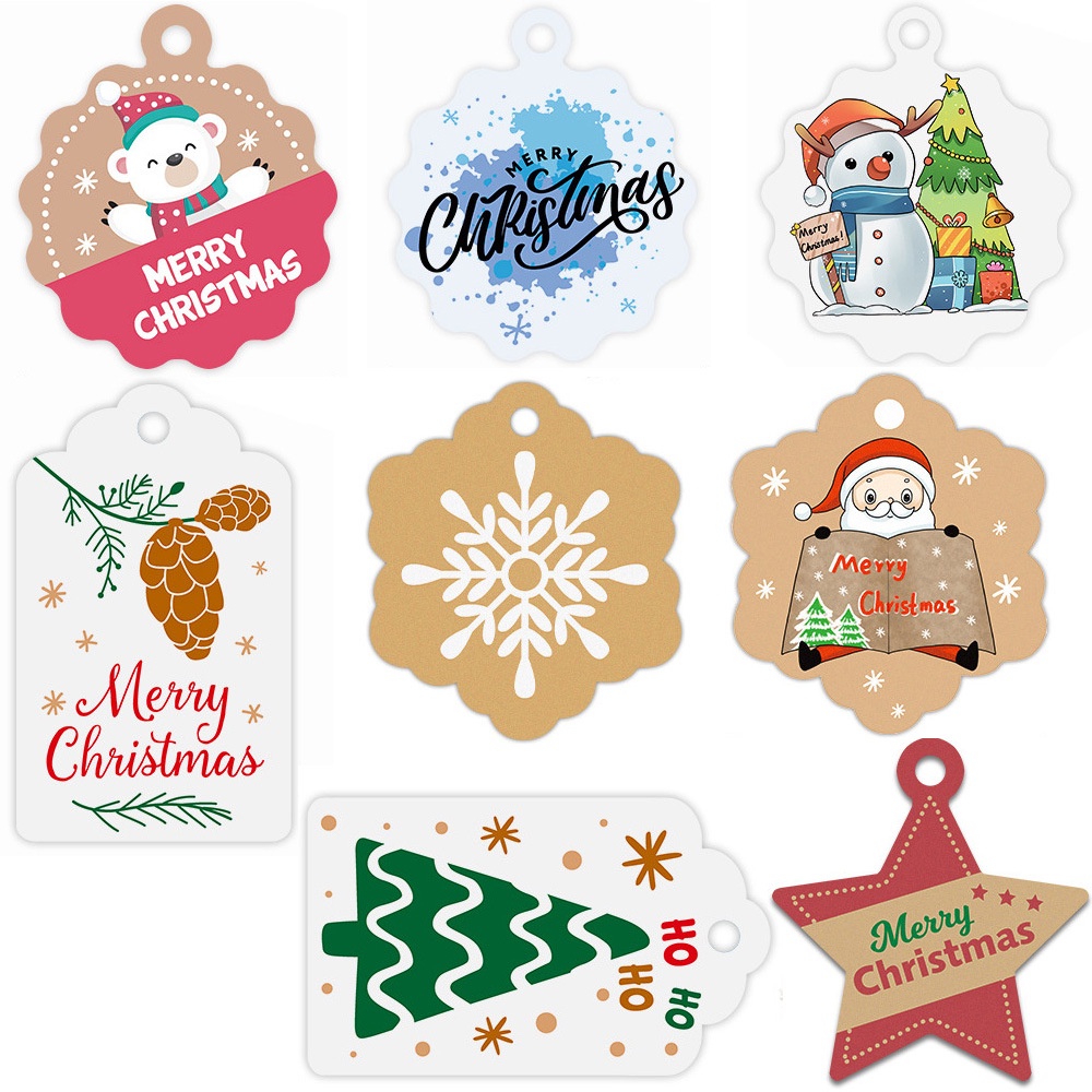 100Pcs Merry Christmas Tags Kraft Paper DIY Card Label Gift Wrapping ...