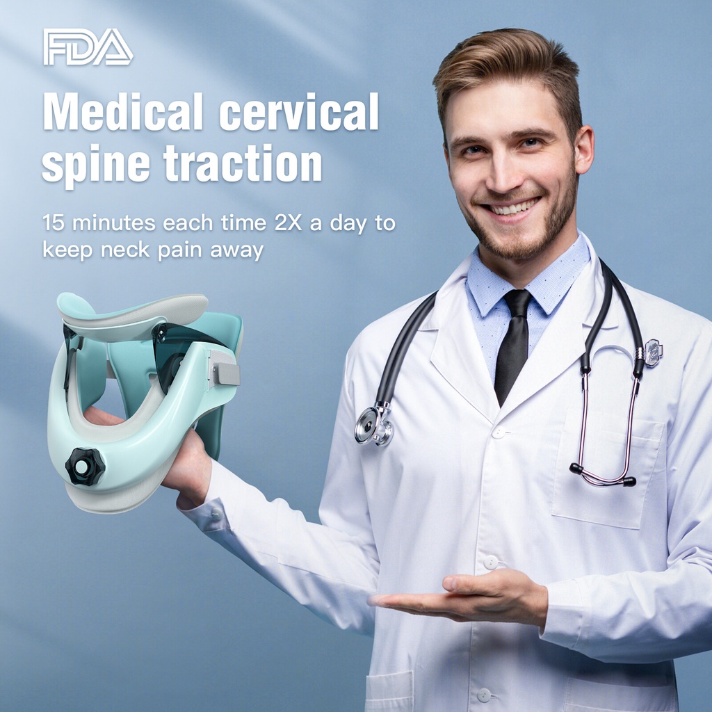 Tech Love Neck Brace Adjustable Cervical Traction Device For Neck Support, With Inflatable