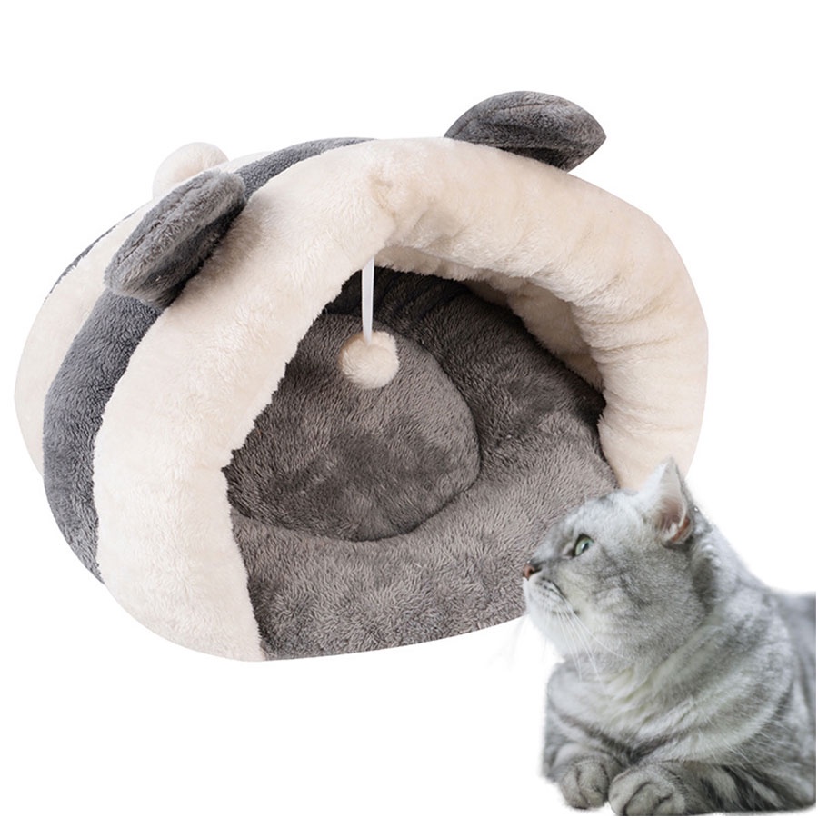 Slippers Style Cat Bed With Hairball Winter Warm Lovely Pet House For 