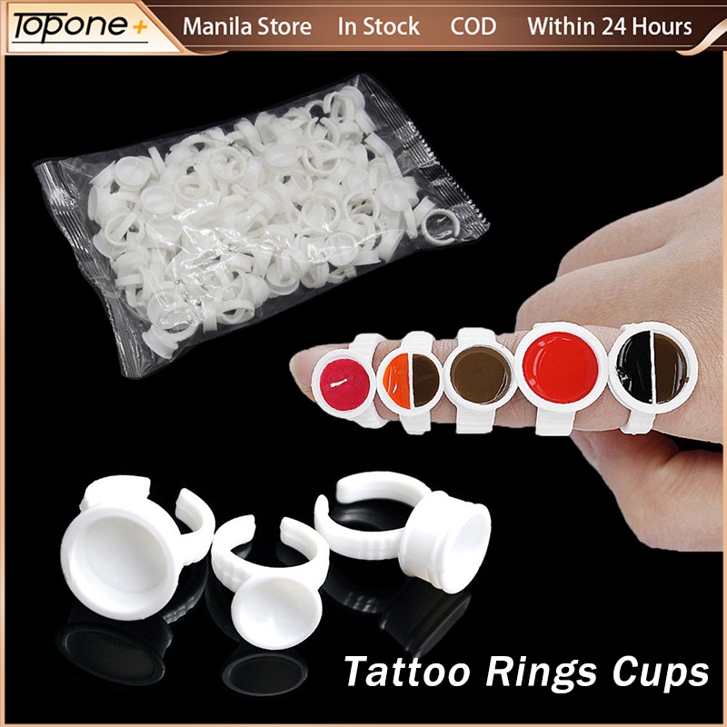 100Pcs Tattoo Ring Cups Tattoo Ink Pigment Glue Divider For Makeup ...