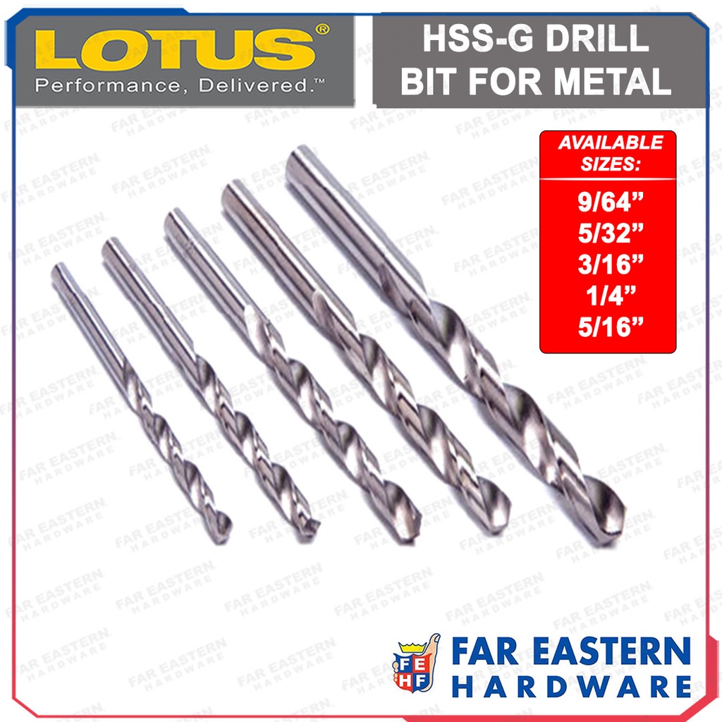 LOTUS HSSG Drill Bit for Metal 1/8" 9/64” 5/32” 3/16” 1/4” LTAC