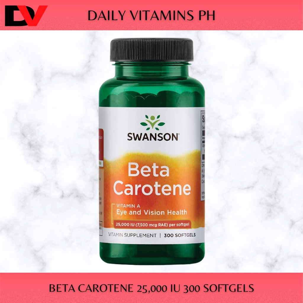Swanson BetaCarotene Vitamin A 7500 mcg, 300 Softgels Shopee Philippines