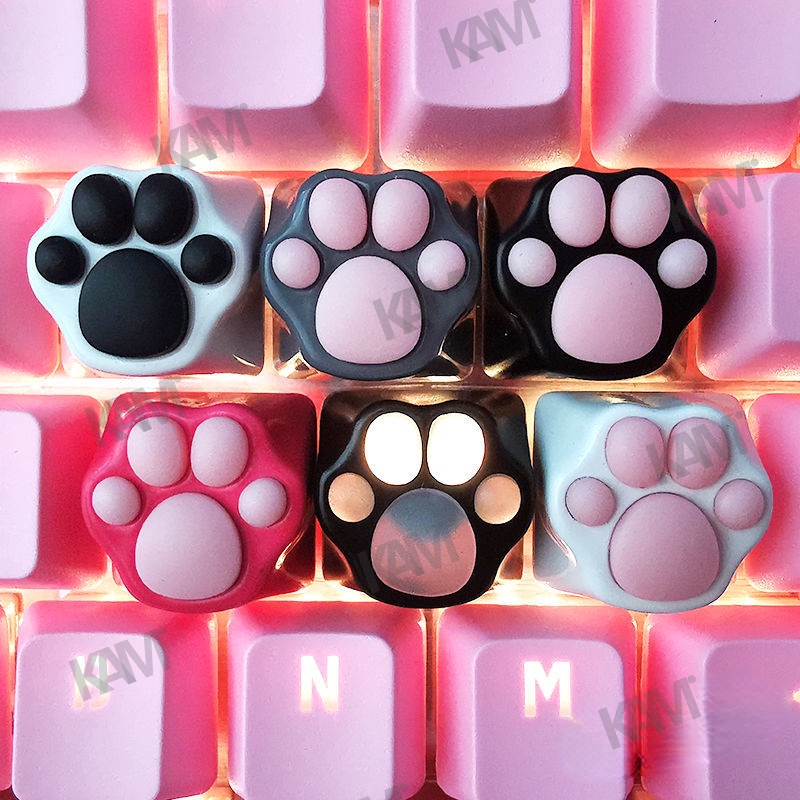 Kam Cat paw metal keycaps anime cartoon backlit cute mechanical ...