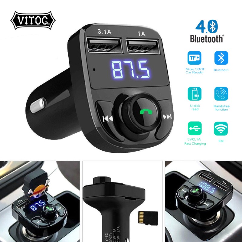 Vitog X8 Dual USB Car Charger Fm Transmitter Aux Modulator