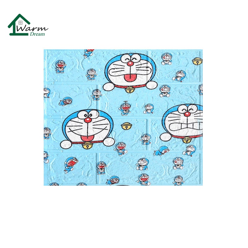 Doraemon Wall Sticker Bricks Wallpaper Foam 3D Wallpaper Adhesive Wall