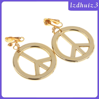 Hippie Headband with Gold Peace Sign Dangle Earrings for 60s 70s Women ...