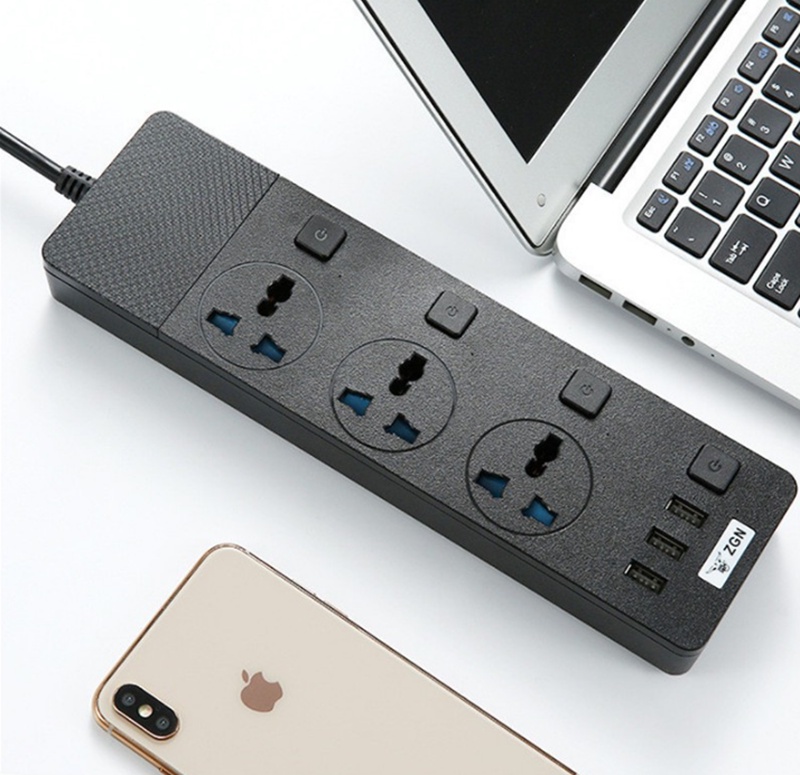 TB-T11 3.1A 3 USB Port 3 Socket Universal Power Extension US Plug ...