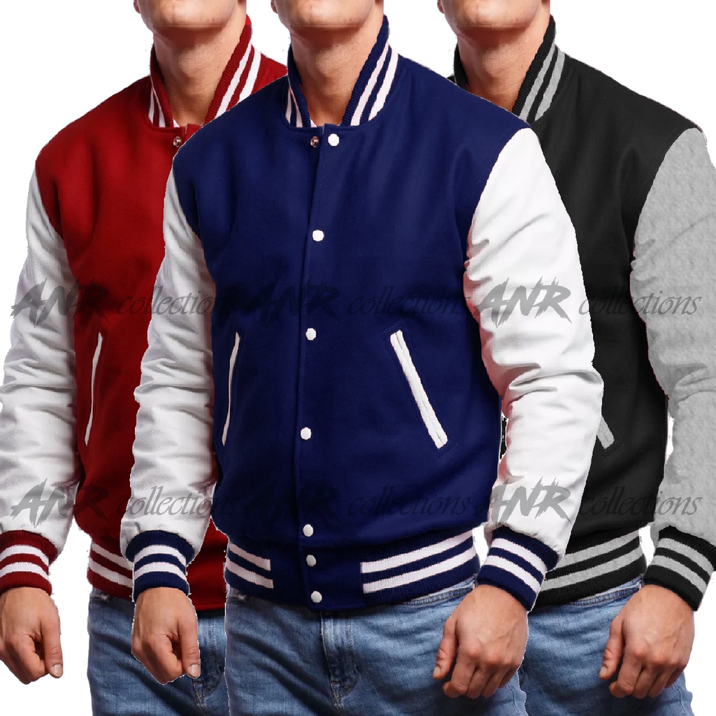 Varsity Button Baseball Jacket Men Women Sweater Jacket Cool Boys Jacket Fleece Jacket