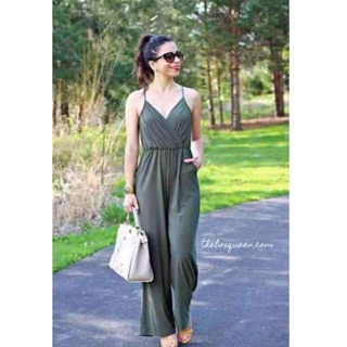 bangkok formal daily use outfit sleeveless green jumpsuit | Shopee  Philippines