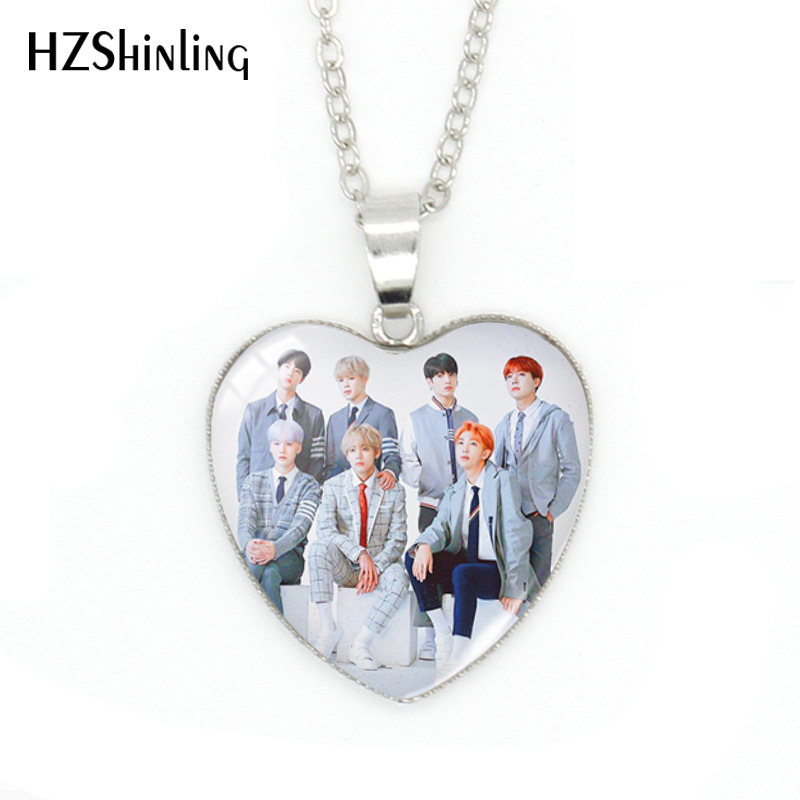 BTS Love Heart Shape Pendant Army Must Have Korean Idol Group Head