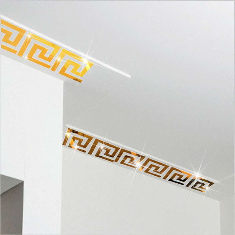 3D Acrylic Greek Key Pattern Mirror Wall Stickers | Shopee Philippines