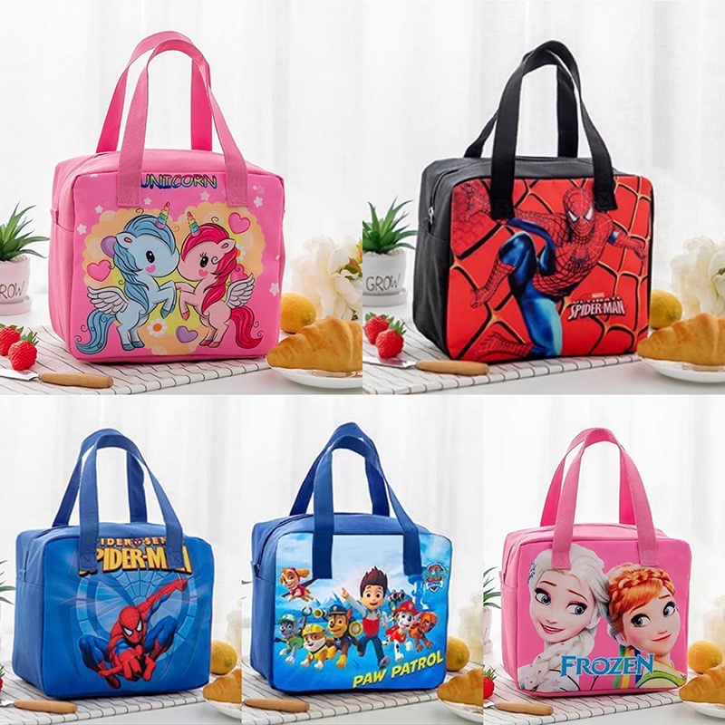 Disney Lunch Bag Kids Messenger Bags SpiderMan Frozen Princess