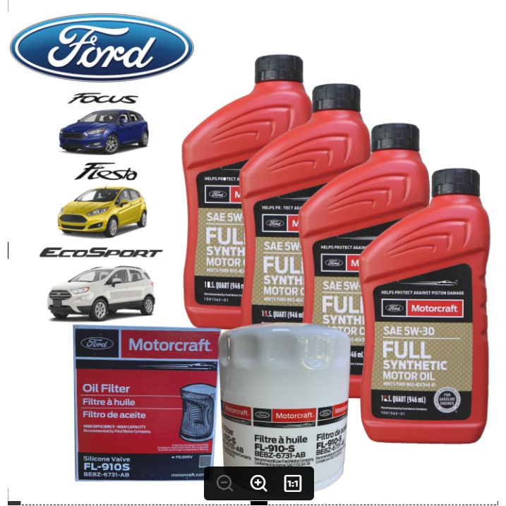 Motorcraft Fully Synthetic 5W30 Oil Change Bundle for Ford Focus 1.8L