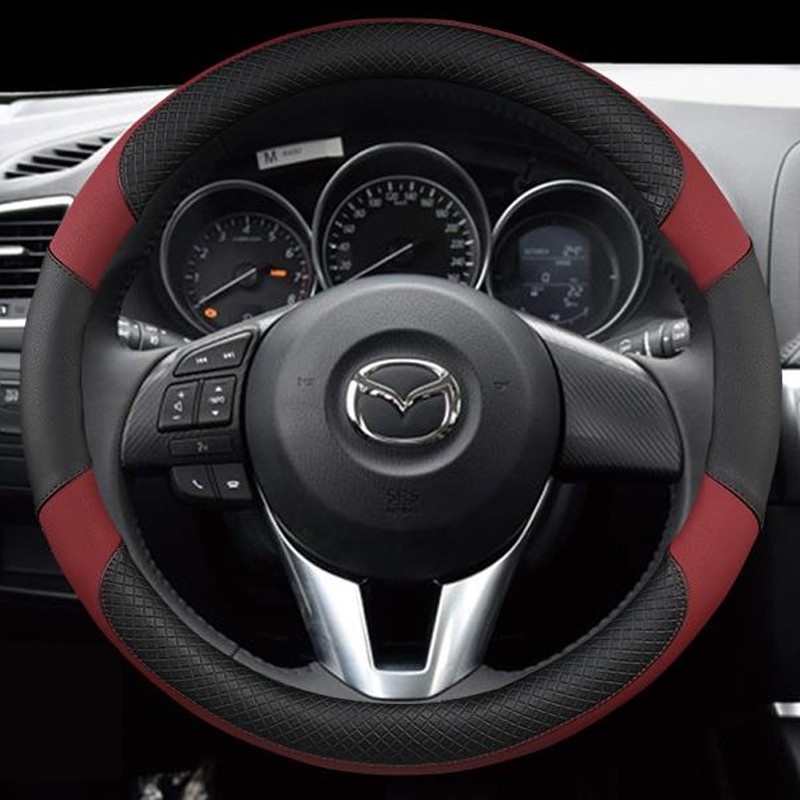 Mazda Carbon Fiber Leather Steering Cover Penutup Stereng No Smell