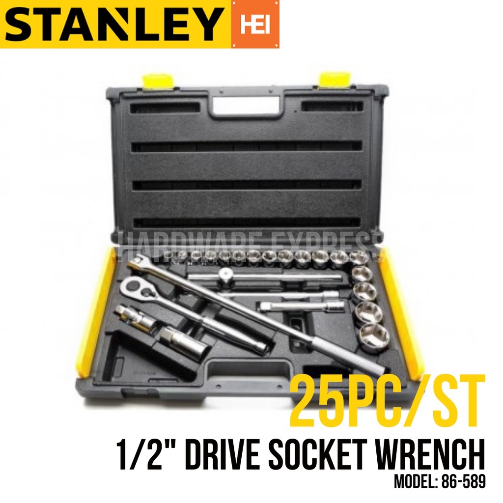 STANLEY Socket Wrench Set 1/2" Drive 25Pieces (86589) Shopee Philippines