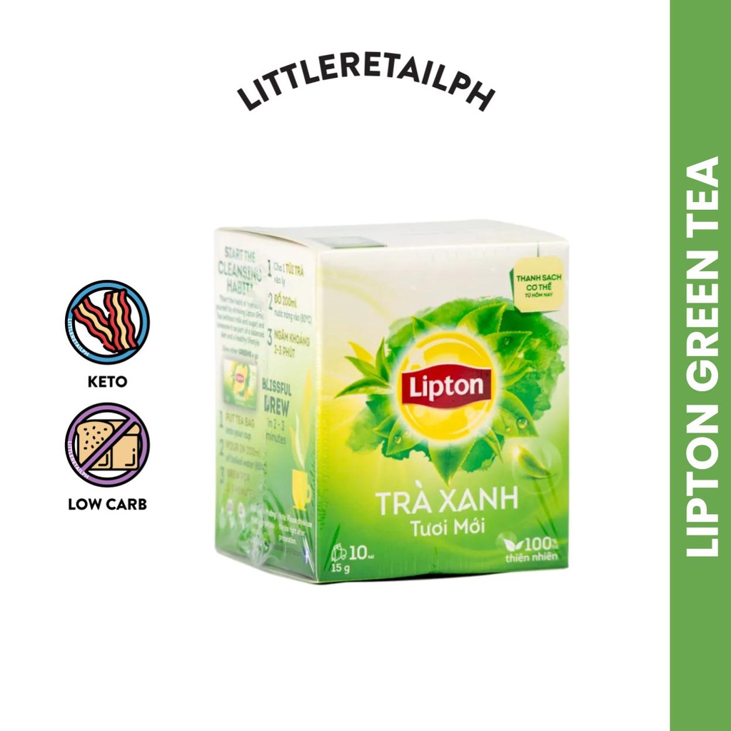 Lipton Green Tea 10 Tea Bags made with 100 Natural and Rainforest