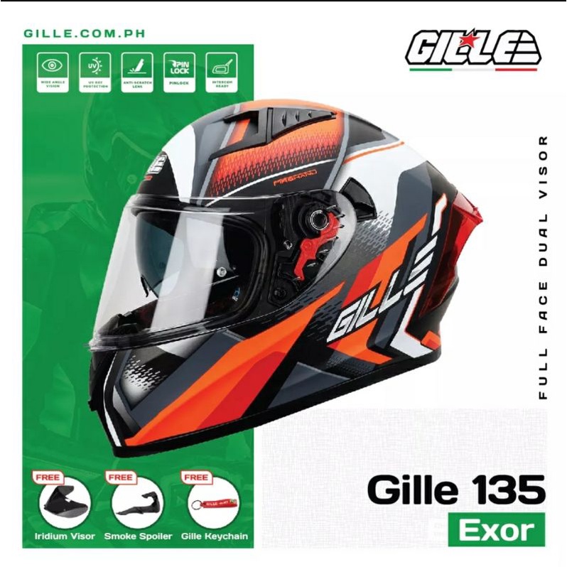 Gille 135 Full Face Helmet (Exor Orange) | Shopee Philippines