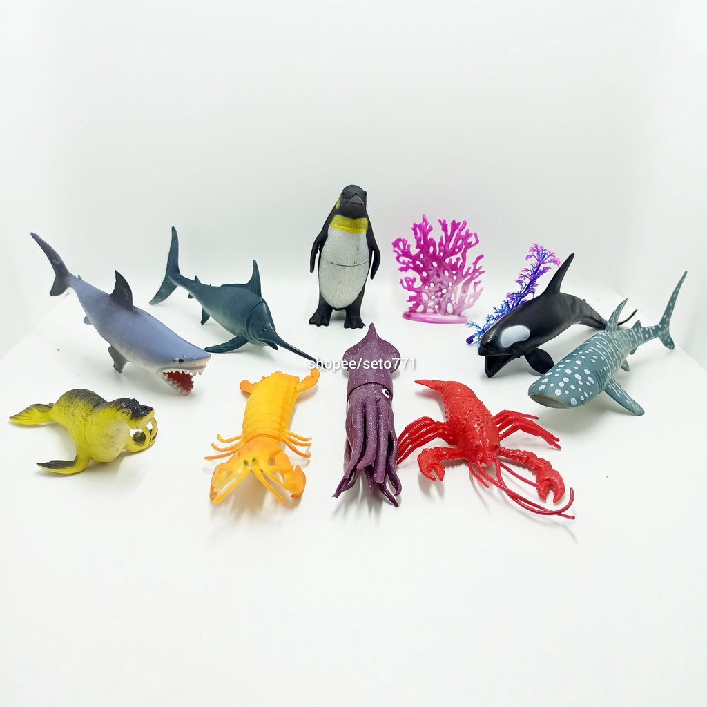 6pcs 9pcs 12pcs MARINE LIFE WORLD 15 -17cm Large Rubber Toys Sea ...