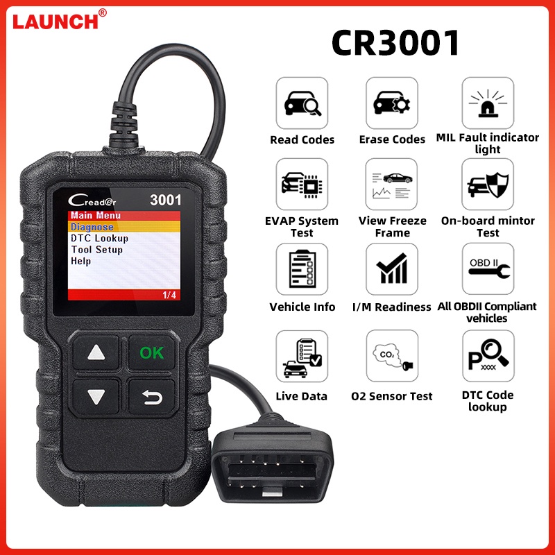 [Spot goods]Launch X431 CR3001 Support Full OBDII/EOBD function Creader ...