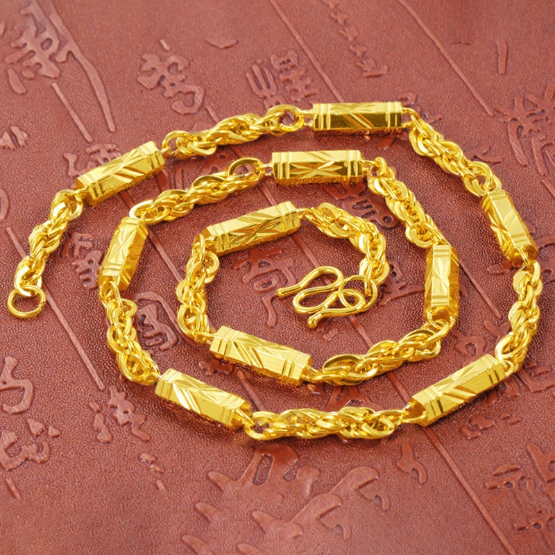 Authentic 18k Saudi GoldVietnam Sha gold twisted sixcorner necklace