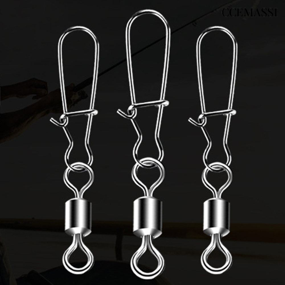 【New】50Pcs Stainless Steel Sea Fishing Rolling Swivels Connector Hook ...