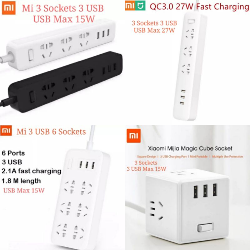 Xiaomi Mi Power Strip with 3 USB 15W 18W 20W 27W 33W Charger Socket ...