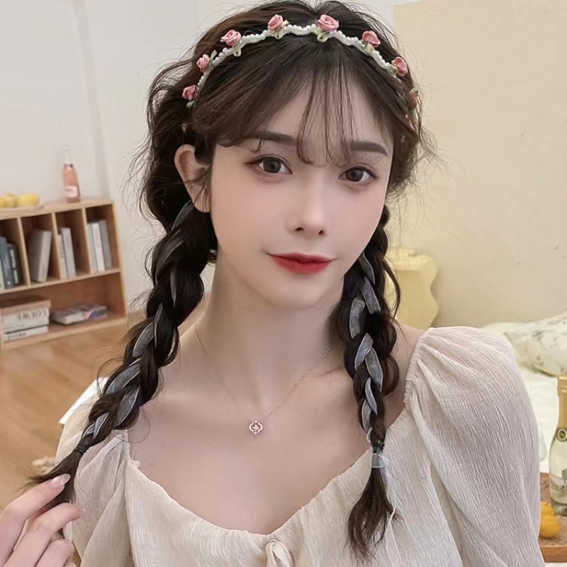 Korean Rose Hair Band New Streamer Braided Hair Band All-match Fashion ...