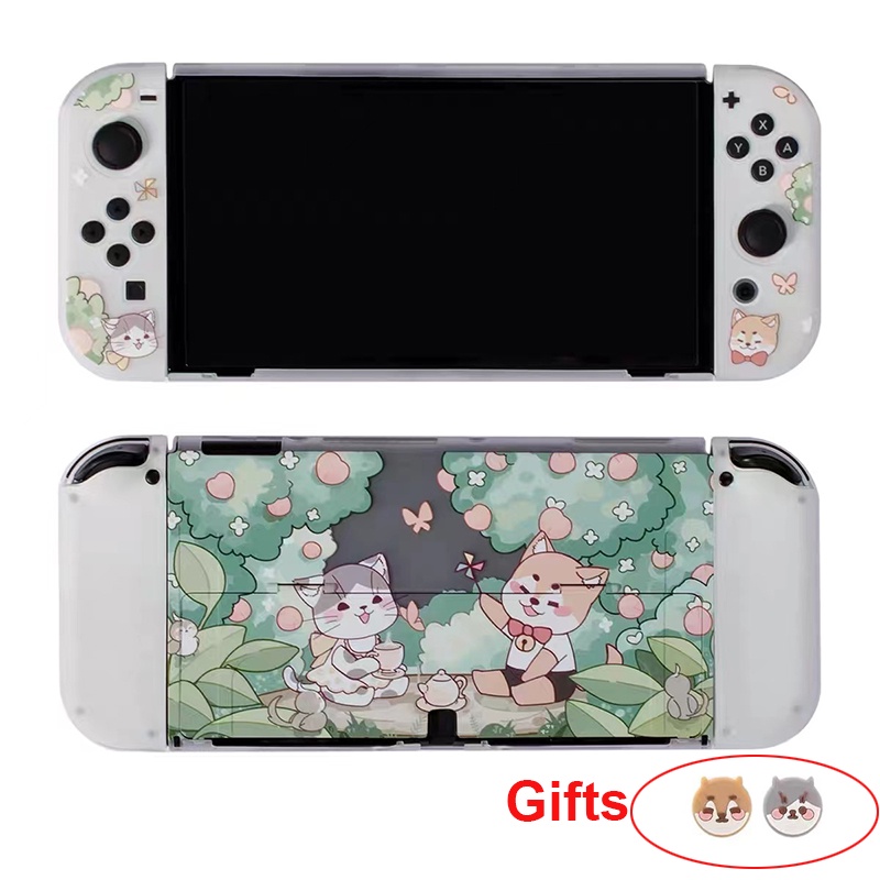For Nintendo Switch OLED Case Cool Black Soft TPU Cover Support Holder ...