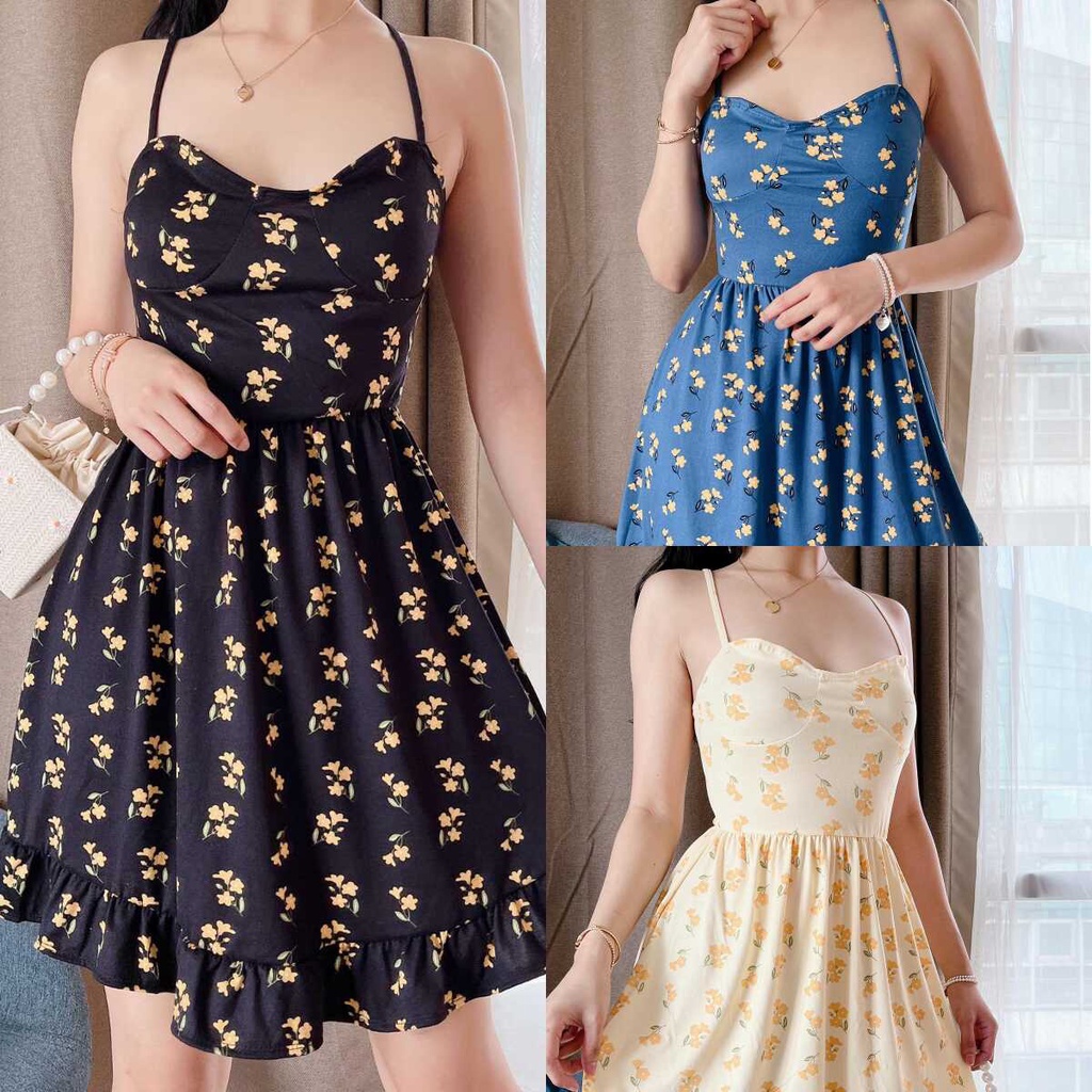 Ruffles Trendy Elegant Dress Checkered Spaghetti Strap Sexyback Dress Shopee Philippines 7159