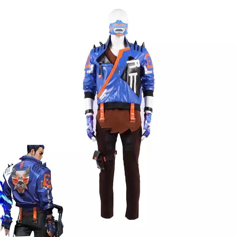 Valorant Yoru Cosplay Costume Men Blue Uniform Halloween Carnival