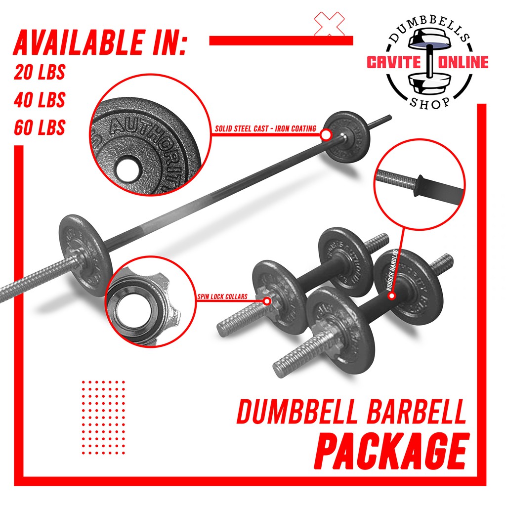 Barbell Dumbbell 20 LBS Package Full Body Workout Fitness Gym