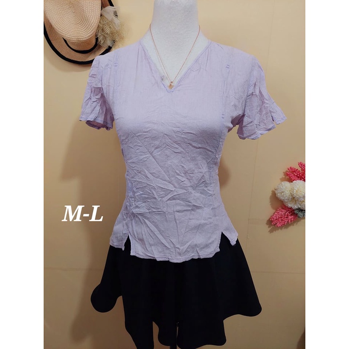 Bayleaf Clothing Preloved Korean Violet Casual/Work Blouse Shopee