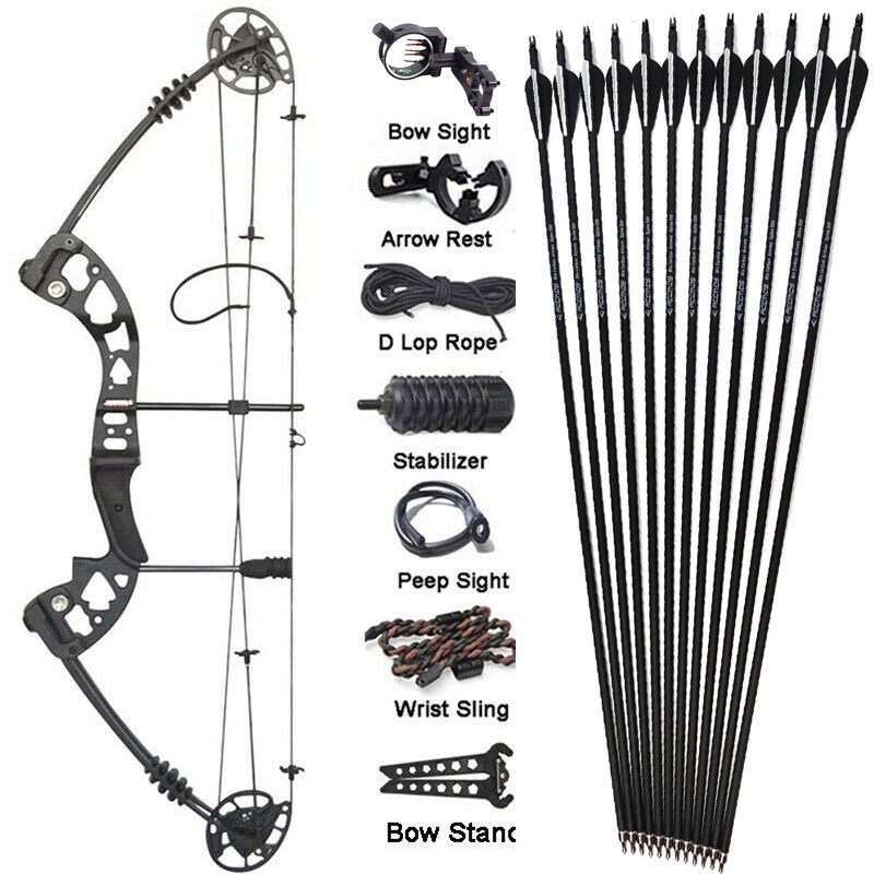 3070lbs Archery M131 Compound Bow And Arrow Set With Carbon Arrows