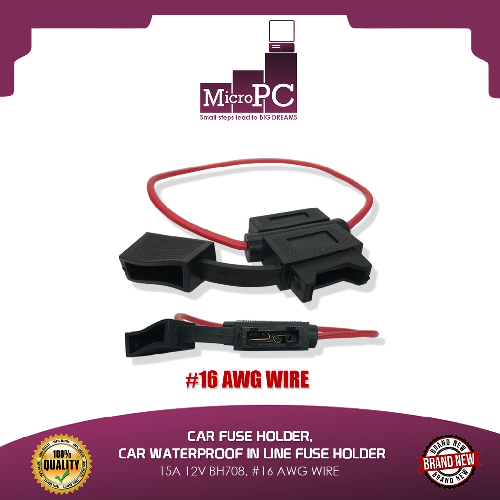 CAR FUSE HOLDER, CAR WATERPROOF IN LINE FUSE HOLDER, 15A 12V BH708, 16