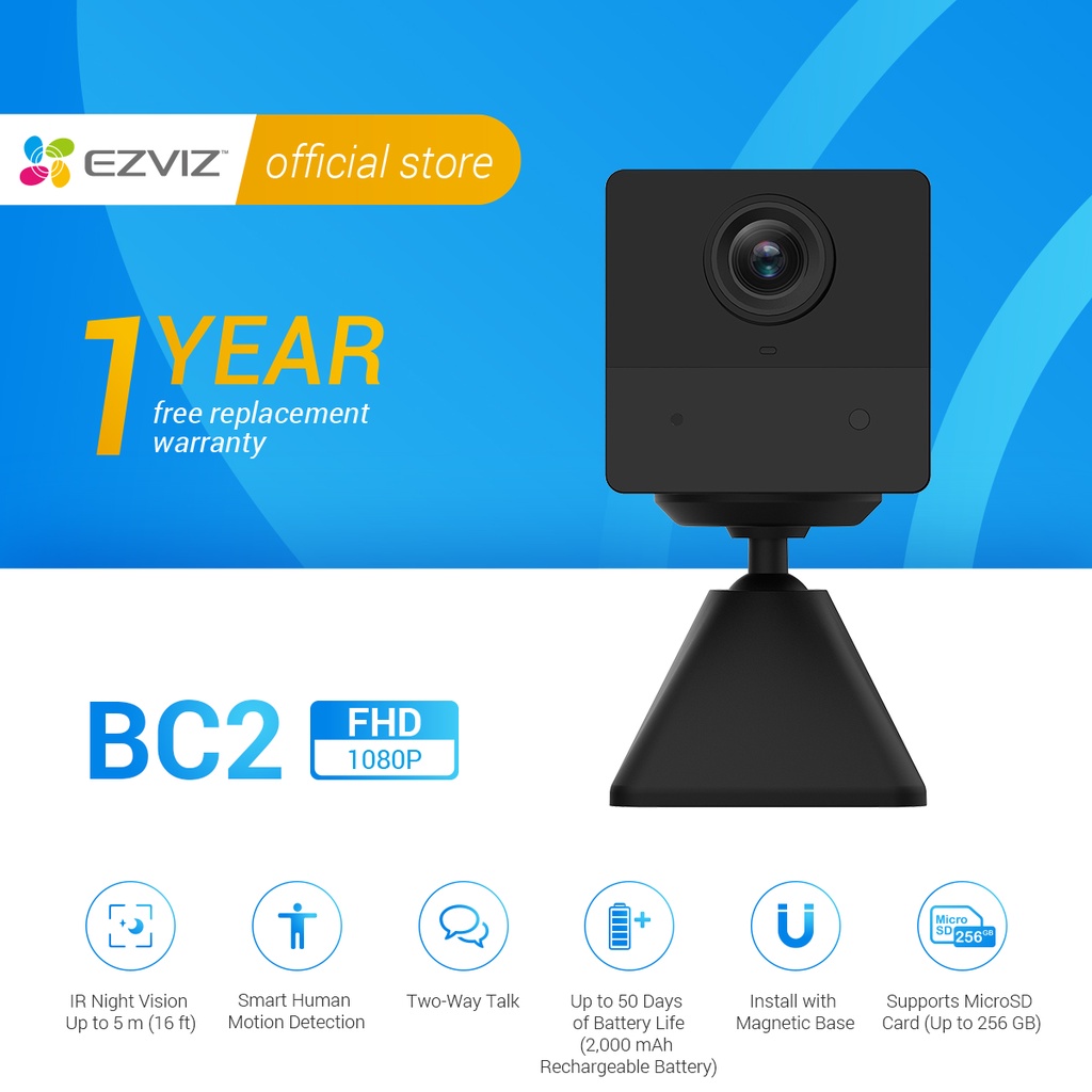 EZVIZ CB2 2000mAh rechargeable MINI cctv camera Wireless hidden camera ...