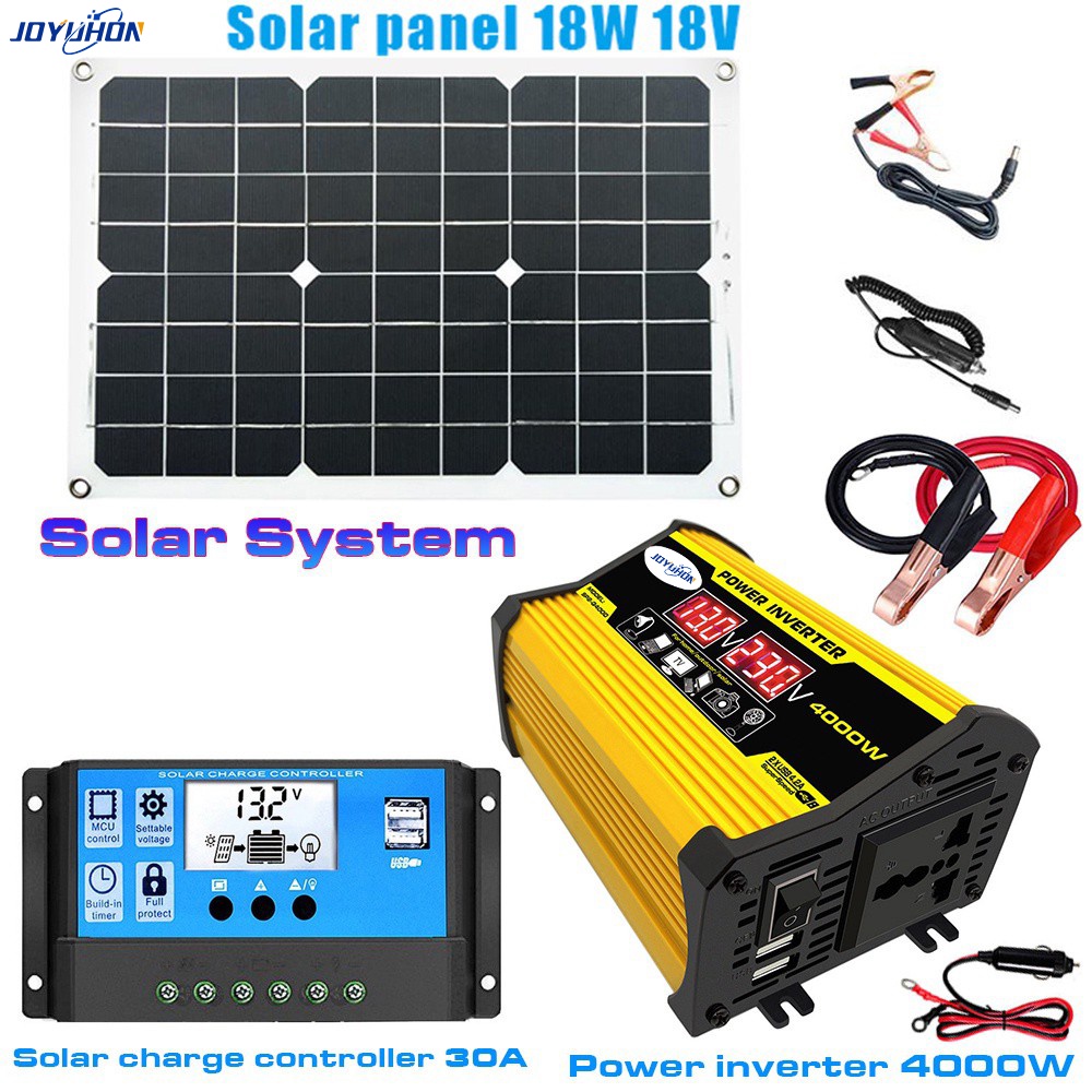 ️Solar inverter set ️4000W Solar Inverter+18W Solar Panel+30A Solar ...