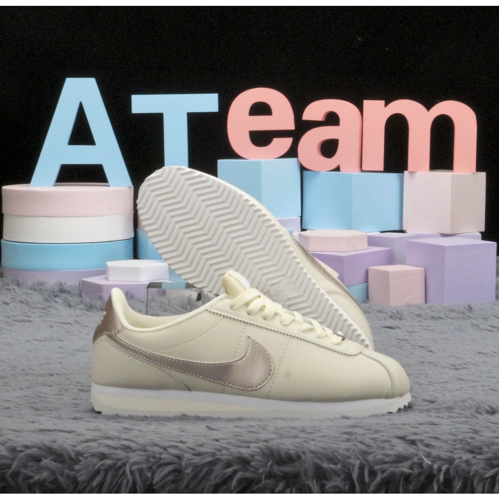 Nike Classic Cortez Prem Running Shoes For Women Beige Gold