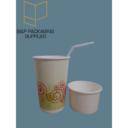 16oz Paper Cup x 50's 220cc Paper bowl x 50's with Bending Straw x 100 ...