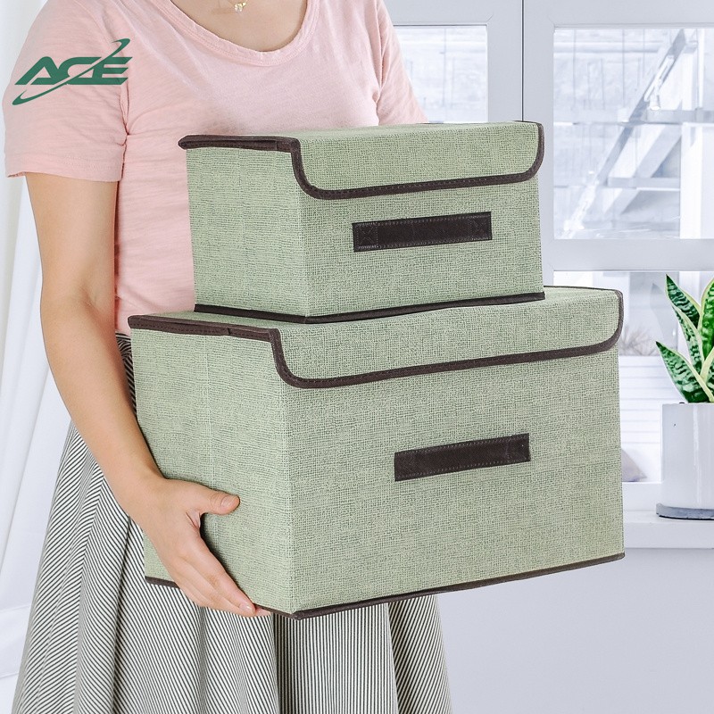 2in1 Plain Color Foldable Storage Box Organizer Toys Sundries Storage ...