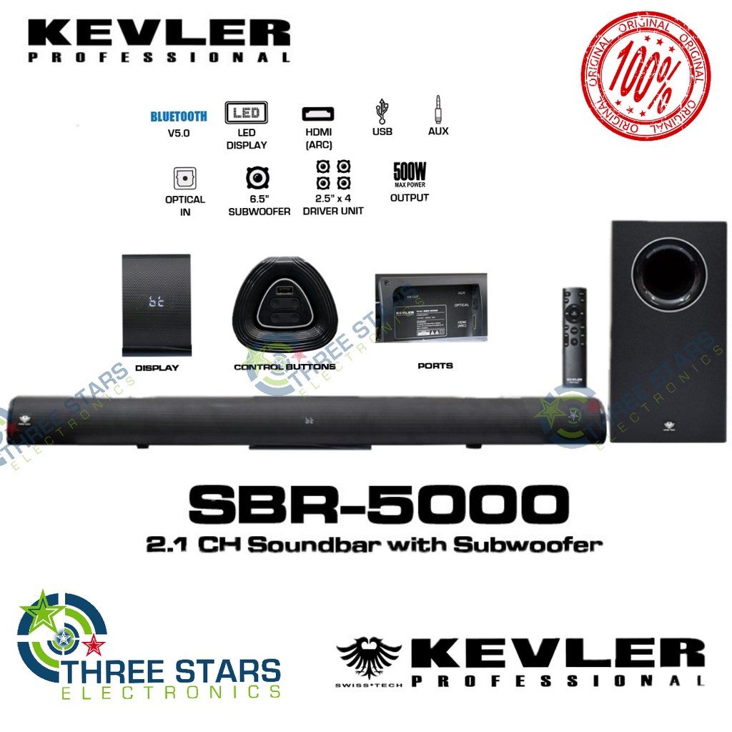 Kevler SBR 5000 2.1 Soundbar Speaker 500 watts max Bluetooth Speaker