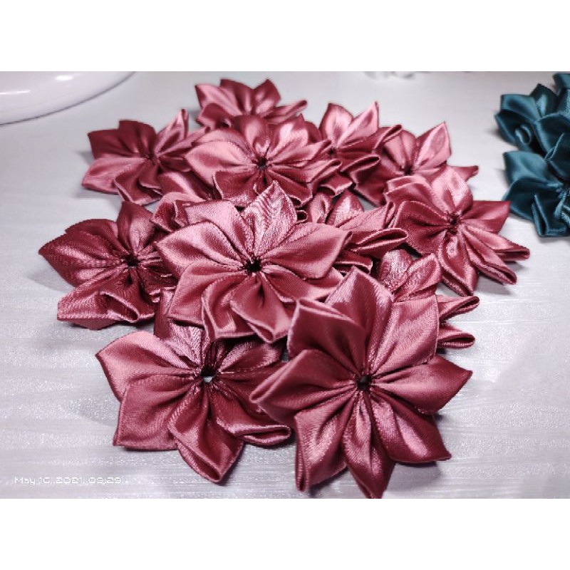8 Satin Ribbon Flowers Ribbon Flowers Satin Ribbon Flowers Ribbon Flower  Craft DIY Sewing Appliques 